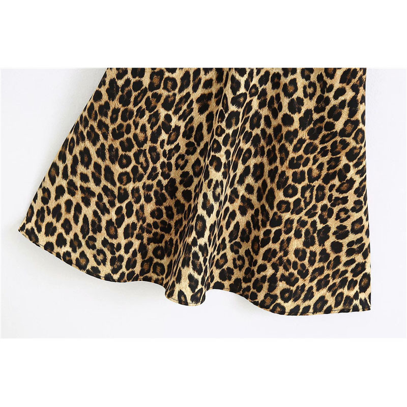 Women Vintage Chic Leopard Print Mini Dress Fashion Sexy V Neck Side Zipper Straps Dresses Vestidos Mujer 210409