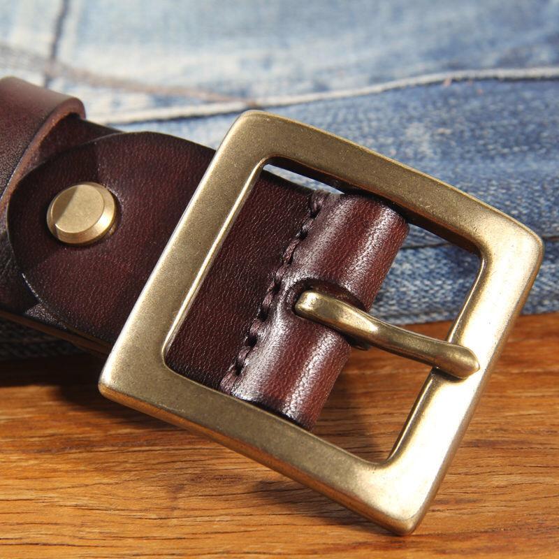 Belts Men's 3.8cm Square Head Pure Copper Buckle Belt Cowhide Casual Pin Personality Luxury Leather Jeans Brown Black
Belts Men's 3.8cm Square Head Pure Copper Buckle Belt Cowhide Casual Pin Personality Luxury Leather Jeans Brown Black
