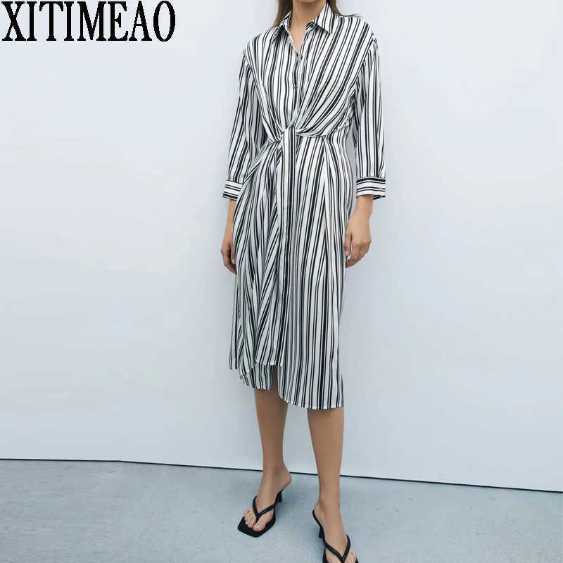 ZA Women Dresses Spring Autumn Vintage Striped Dress Casual Long Sleeve Retro Lapel Leisure Skirt With Belt 210604, White
ZA Women Dresses Spring Autumn Vintage Striped Dress Casual Long Sleeve Retro Lapel Leisure Skirt With Belt 210604, White