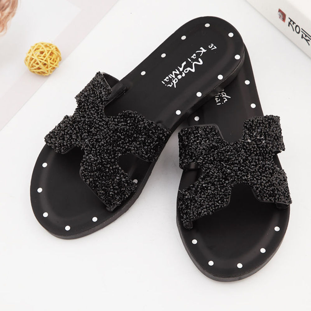 slipper H slippers women's summer Korean fashion wear flat bottomed sandal Beach Flip Flop, Black
slipper H slippers women's summer Korean fashion wear flat bottomed sandal Beach Flip Flop, Black