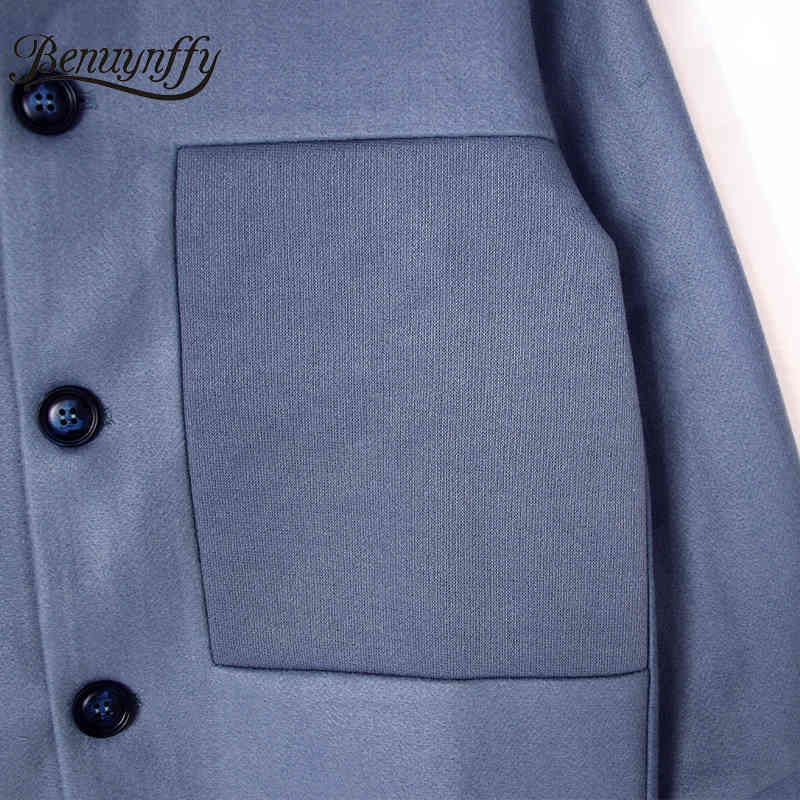 Turn-down Collar Single Breasted Solid Coat Women Autumn Winter Drop Long Sleeve Female Overcoat Loose Clothing 210510