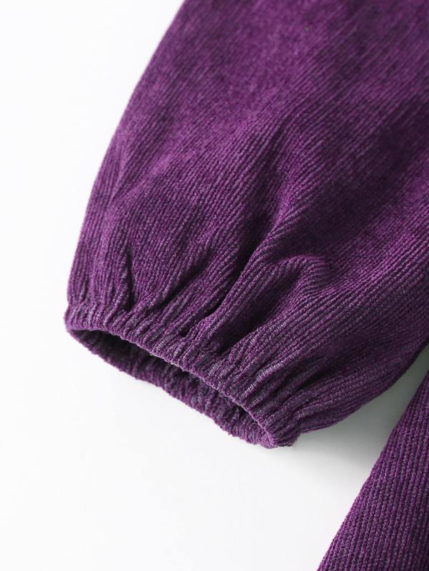 Girls Contrast Piping Peter Pan Collar Corduroy Dress SHE