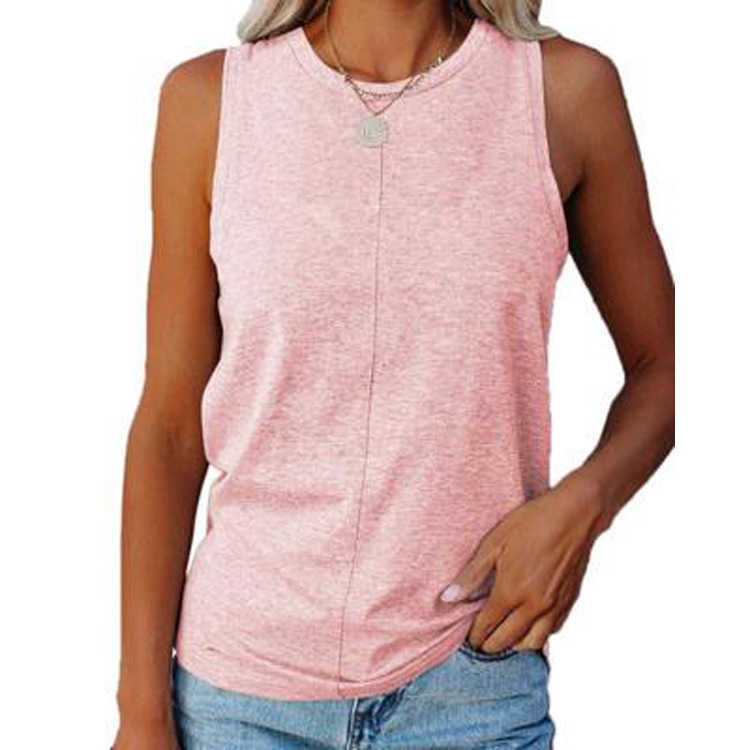 Summer Female Round Neck Sleeveless Loose Tanks Ladies Black Spandex Tank Top Streetwear Fashion 90s Women's Plus Size Clothing 210604
