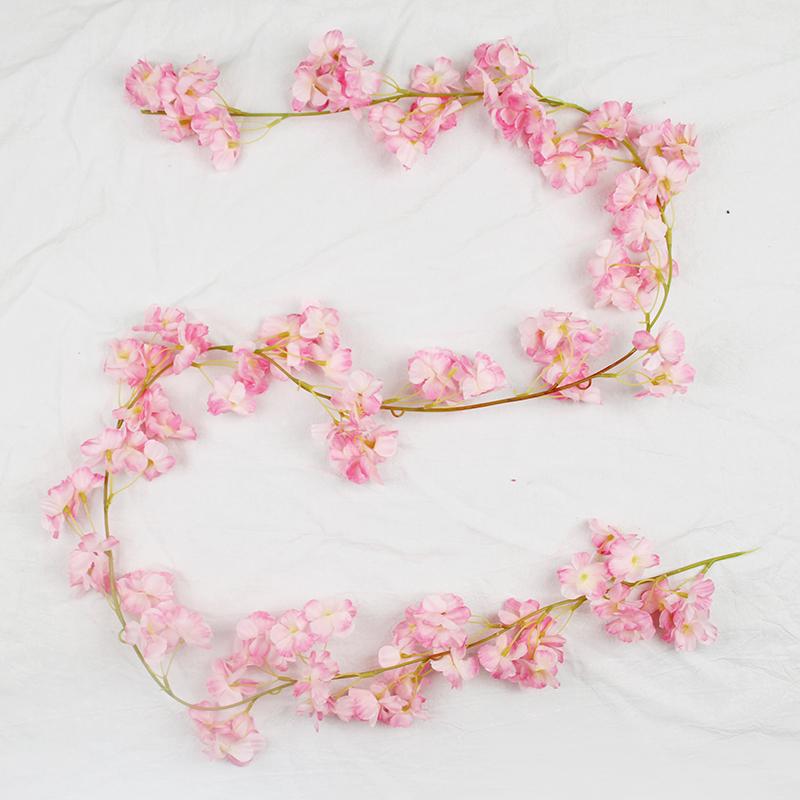 70" / 1.8M Artificial Cherry Blossom Hanging Vine Silk Flowers Garland Fake Plants Leaf For Home Wedding Decor 100pcs/lot Decorative & Wreat