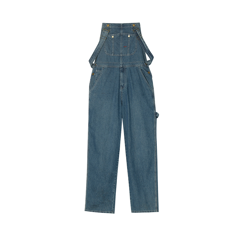 IEFB Men's Wear Spring Summer Loose Blue Overalls Front Single Big Pockets Denim Toursers Causal Jumpsuit Male 9Y5095 210524