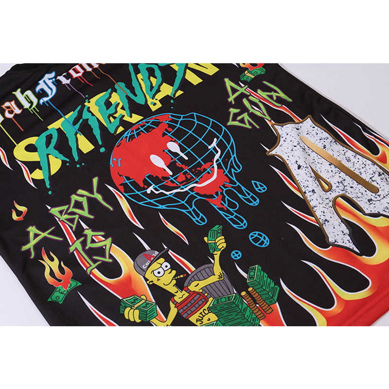 Aolamegs Men T Shirt Cartoon Graffiti Print Cozy Harajuku Hip Hop Style Short Sleeve Lovers High Street Casual Summer Streetwear 210623