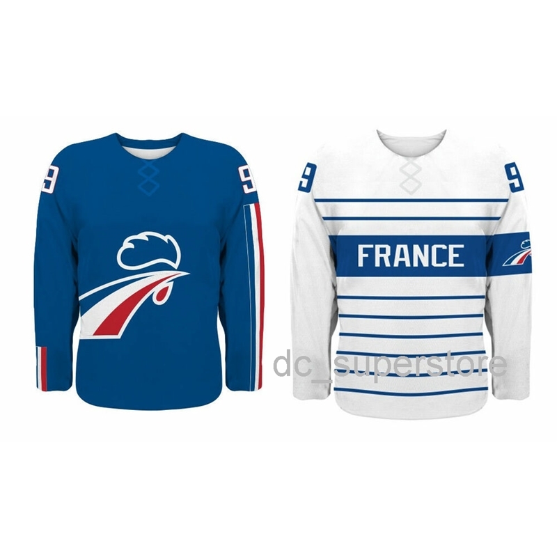 Custom sewing NEW 2021 Team France Hockey Jersey Mens Hockey Jersey XS-6XL