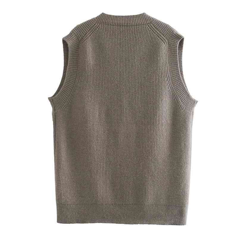 Vintage Women Elegant Knitted Sleeveless Sweaters Spring-Autumn Fashion Ladies Loose Pullovers Female Chic Knitwear 210430