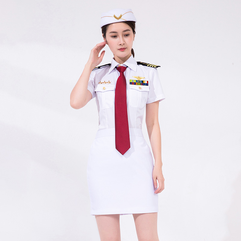 Summer seawoman Hat shirt Skirt Accessories female short sleeved captain aviation uniform stewardess professional Clothing