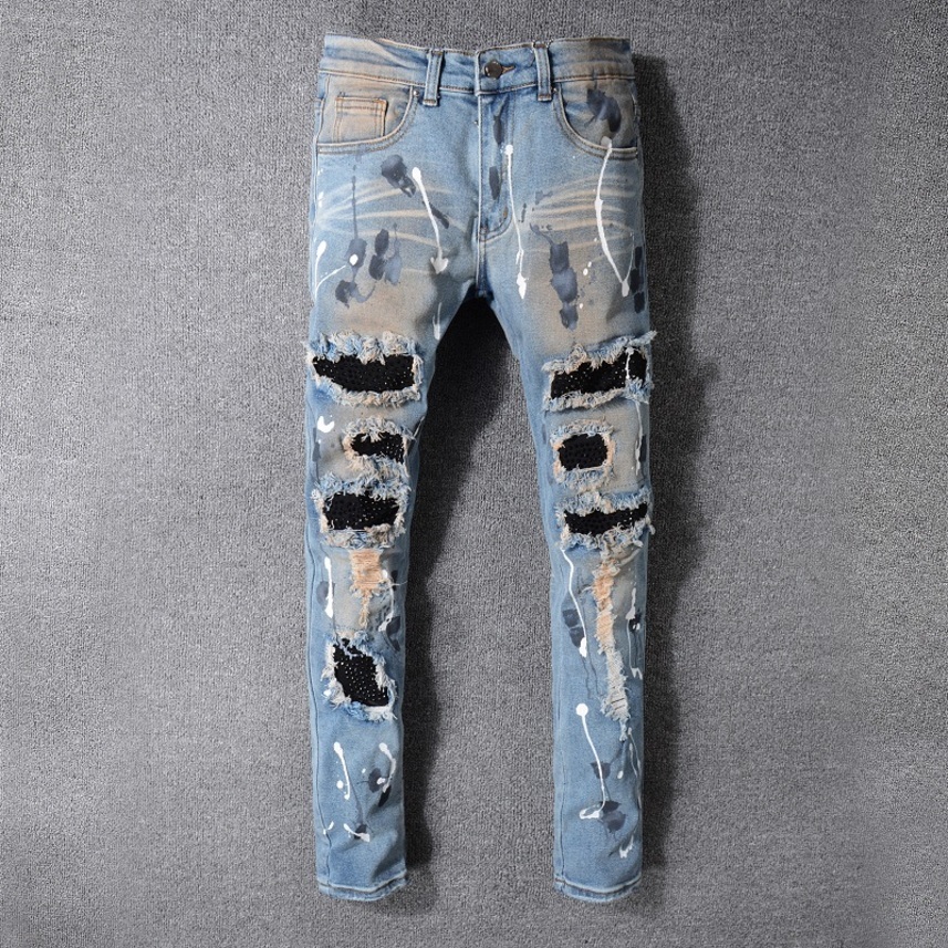 2021 Men Digner Jean Ditred Ripped Biker Slim Fit Motorcycle Biker Denim For Men Fahion s Black pour homm, Blue
2021 Men Digner Jean Ditred Ripped Biker Slim Fit Motorcycle Biker Denim For Men Fahion s Black pour homm, Blue