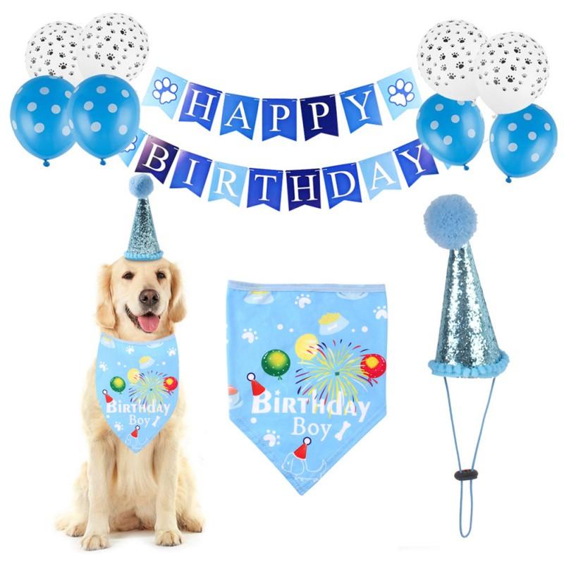Dog Apparel Pet Birthday Party Triangular Towel Set Daily Wear Decorative Supplies