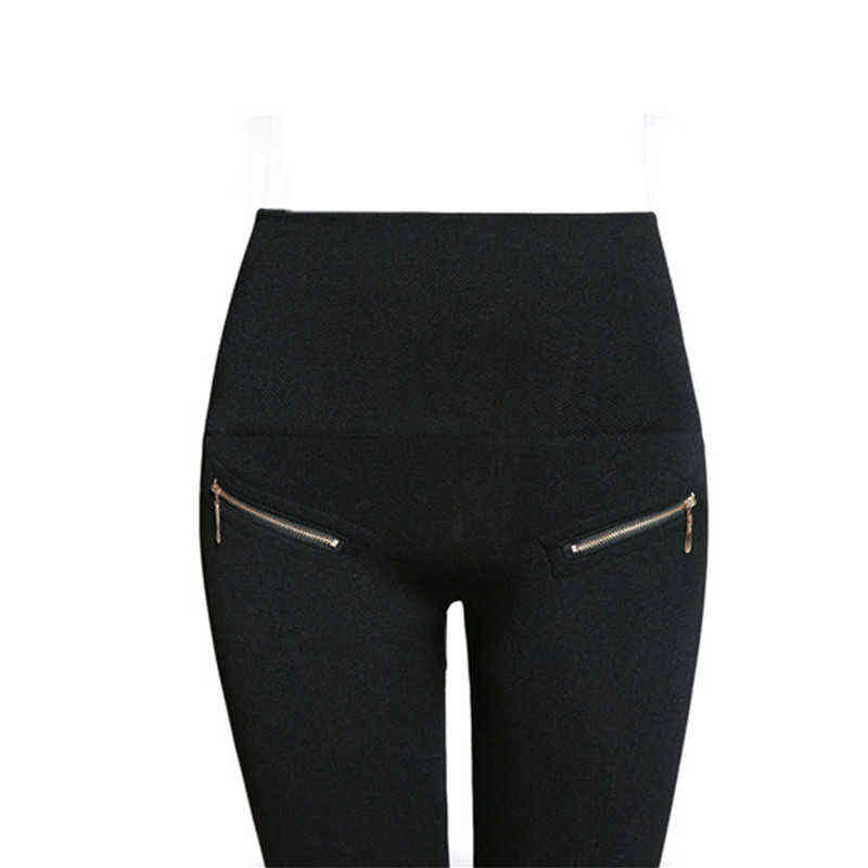 Women High Waist Leggings zipper and Button decorate Push Up Hip Fitness Sexy Leggins Elastic Slim Jogging Pants Female 211204