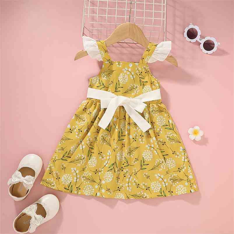 Summer Girls Dress Strap Print Floral White Sashes Cute School Style Vestidos 210629, Yellow
Summer Girls Dress Strap Print Floral White Sashes Cute School Style Vestidos 210629, Yellow