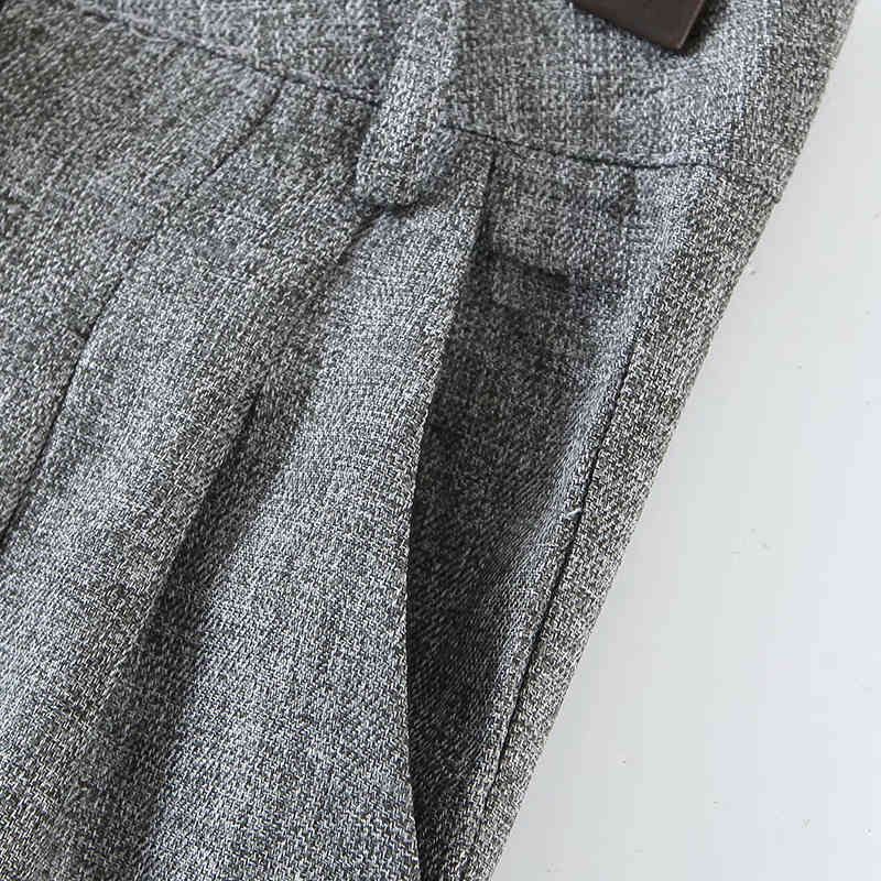 BBWM Women Chic Fashion Elegant Splicing Side Pockets Check Pants Vintage Office Ladies Low Waist Zipper Cropped Pants 210520