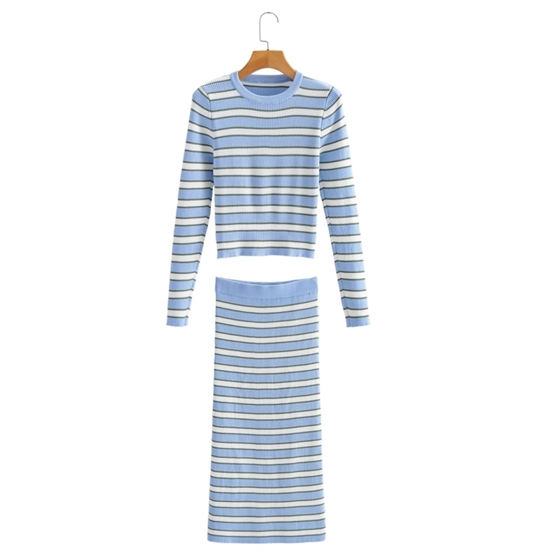 Women striped sweater skirts suits sets Casual long sleeve O-neck pullovers and high waist knitted for Spring Autumn 210524
Women striped sweater skirts suits sets Casual long sleeve O-neck pullovers and high waist knitted for Spring Autumn 210524