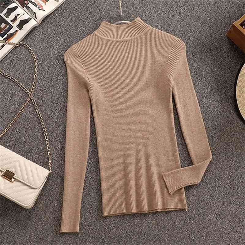 Autumn Winter Woman Long Sleeves Knitted T-shirt + Tweed Blend Plaid Dress 2 pcs sets Female Outfits Free Belt 210506