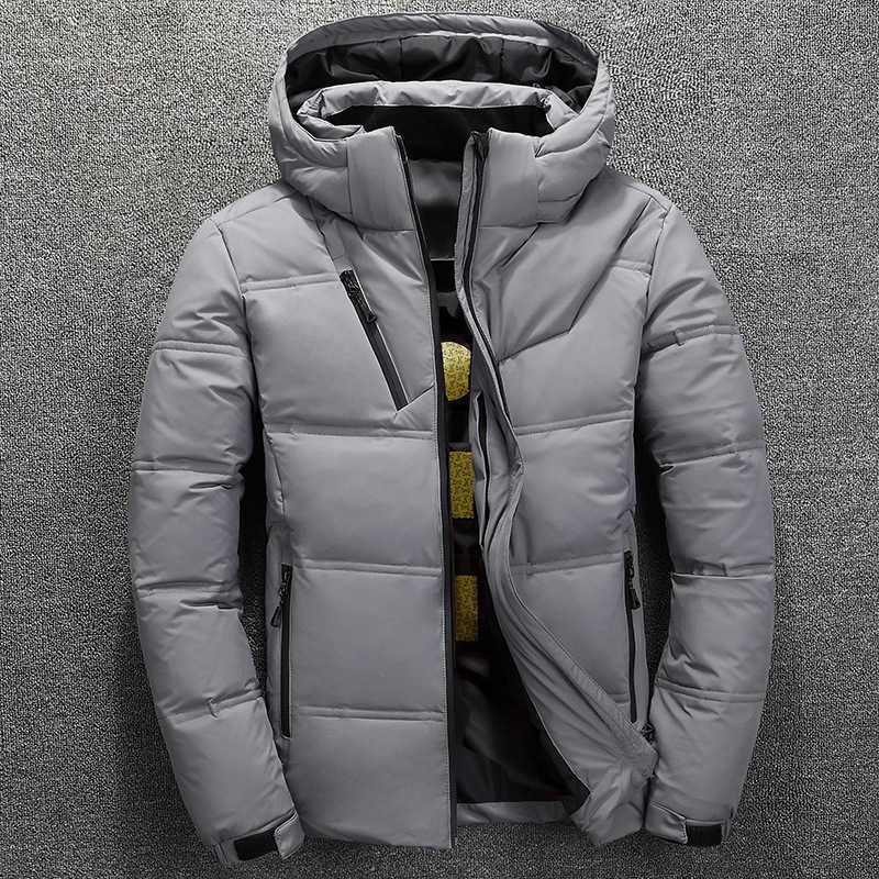 Winter Down Coat Men's Thick Warm White Duck Down Parkas Jacket Men Snow Parka Jacket Overcoat Windbreaker Hooded Warm Parkas 210818