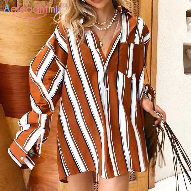 Aeleagntmis Korean Vintage Striped Blouse Women Loose Casual Soft Long Shirts Elegant Chic Sleeve Tops OL Spring Streetwear 210607, As shown
Aeleagntmis Korean Vintage Striped Blouse Women Loose Casual Soft Long Shirts Elegant Chic Sleeve Tops OL Spring Streetwear 210607, As shown