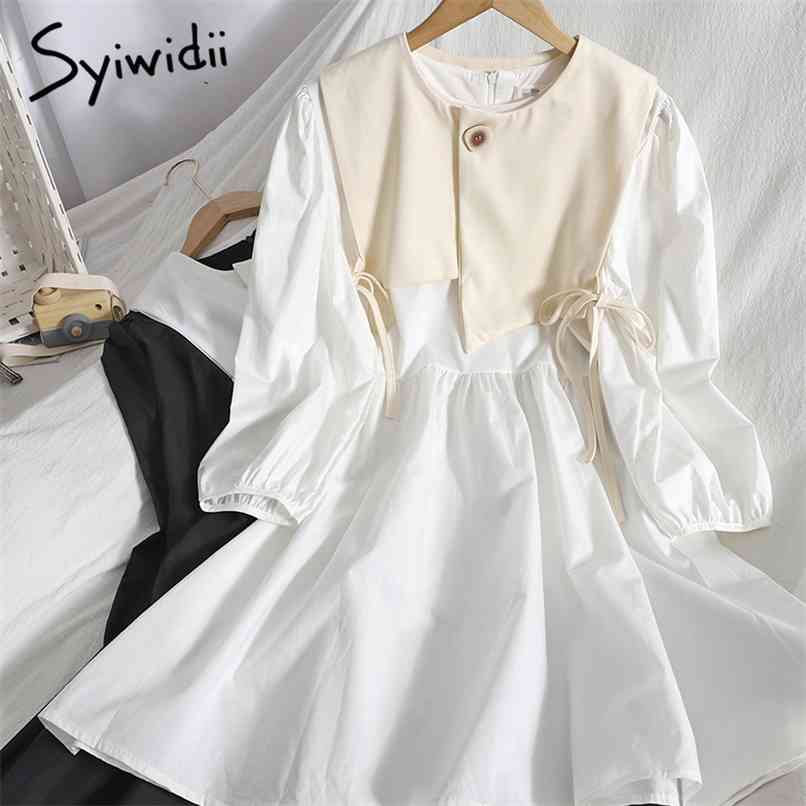 Fashion Dress for Women Puff Sleeve O-Neck Zipper A-line Solid Shirts Dresses with Button Up Shawl Summer Korean 210607, Apricot shawl
Fashion Dress for Women Puff Sleeve O-Neck Zipper A-line Solid Shirts Dresses with Button Up Shawl Summer Korean 210607, Apricot shawl