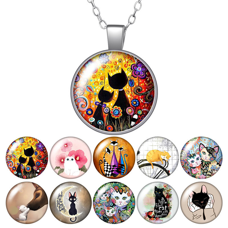 Lovely Drawing Cats Flowers Love Pets Round Pendant Necklace 25mm Glass Cabochon Silver Color Jewelry Women Birthday Gift 50cm
Lovely Drawing Cats Flowers Love Pets Round Pendant Necklace 25mm Glass Cabochon Silver Color Jewelry Women Birthday Gift 50cm