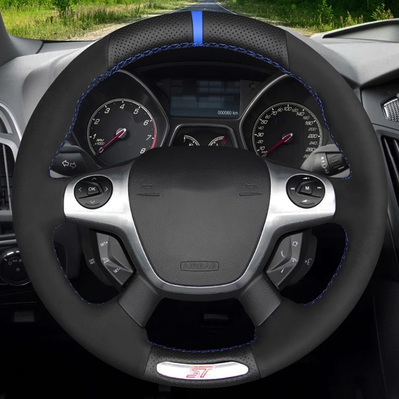 Car Steering Wheel Cover Hand-stitched Soft Black Genuine Leather Suede For Ford Focus 3 ST 2012 2013 2014
Car Steering Wheel Cover Hand-stitched Soft Black Genuine Leather Suede For Ford Focus 3 ST 2012 2013 2014