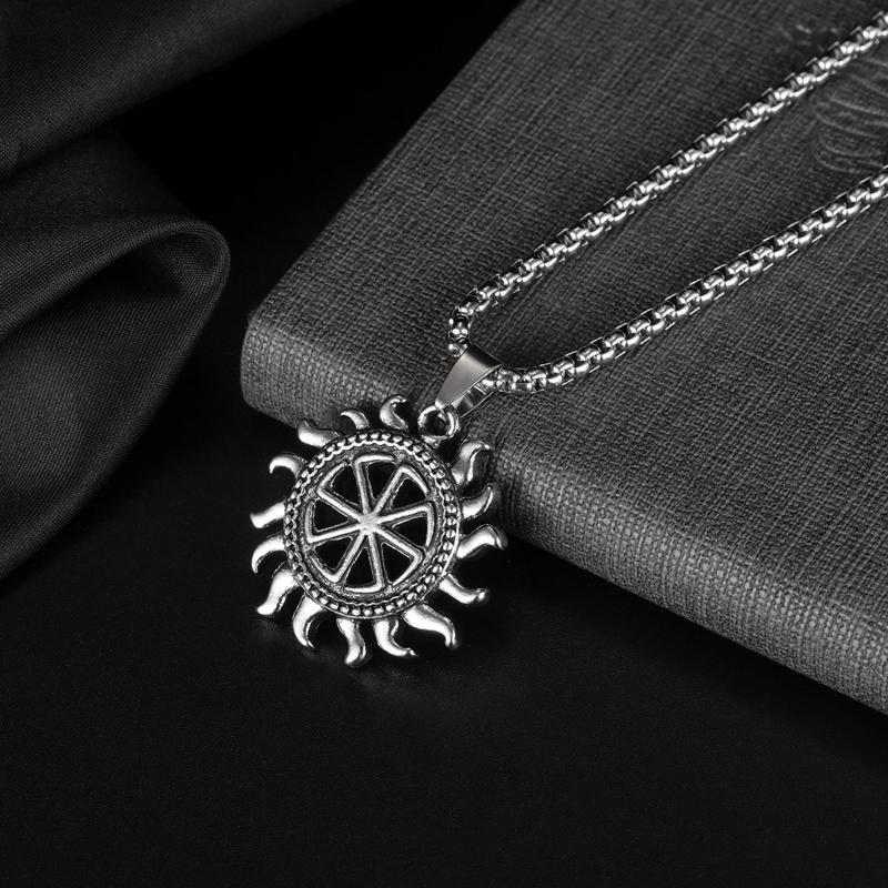 Pendant Necklaces Vintage Sun Alloy Viking Necklace For Men Punk Stainless Steel Chain Collar Retro Slavic Amulet Long Jewelry, Silver
Pendant Necklaces Vintage Sun Alloy Viking Necklace For Men Punk Stainless Steel Chain Collar Retro Slavic Amulet Long Jewelry, Silver