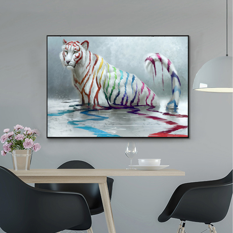 Modern Colorful Tiger Poster Canvas Painting Abstract Animal Art Wall Picture HD Printing For Living Room Home Decor No Frame