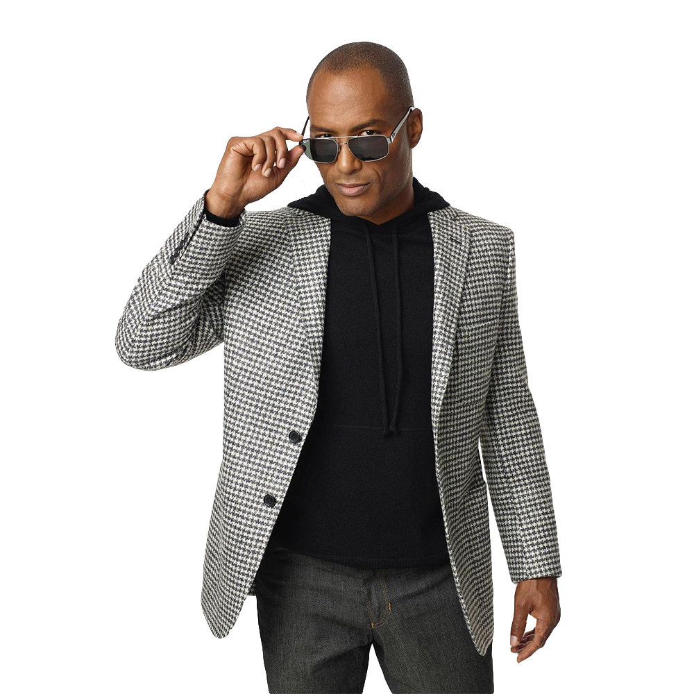 Grey Checked Double Single Breasted Men Suits Slim Fit Groom Party Coat Tailored Work Casual Wear