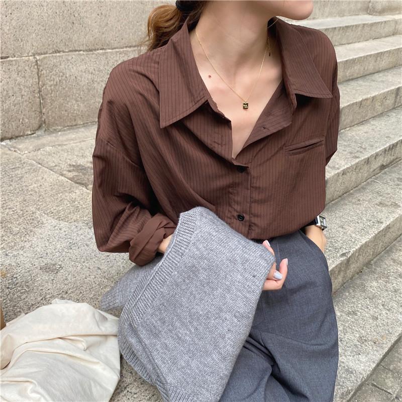 Women's Blouses & Shirts HziriP Korean Stripe Versatile Long Sleeve Arrival 2021 Female OL Stylish Lapel Chic Women All Match, Grey
Women's Blouses & Shirts HziriP Korean Stripe Versatile Long Sleeve Arrival 2021 Female OL Stylish Lapel Chic Women All Match, Grey