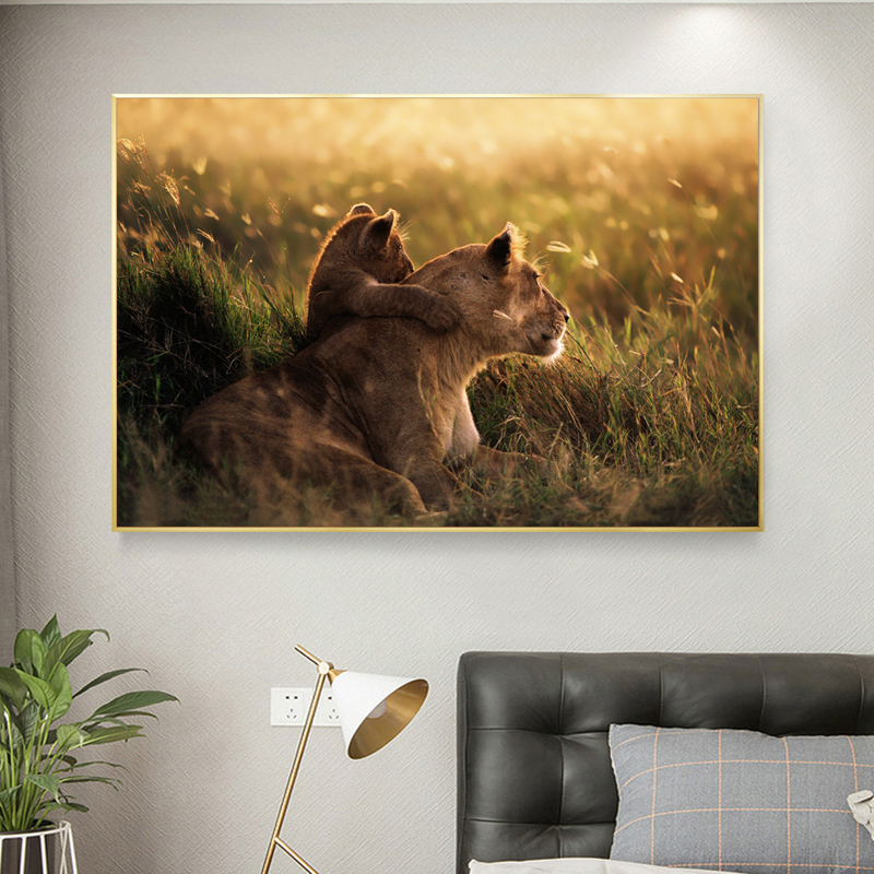 Lion Mother And Child Pictures Canvas Painting Posters And Prints Wall Art for Living Room Modern Home Decoration