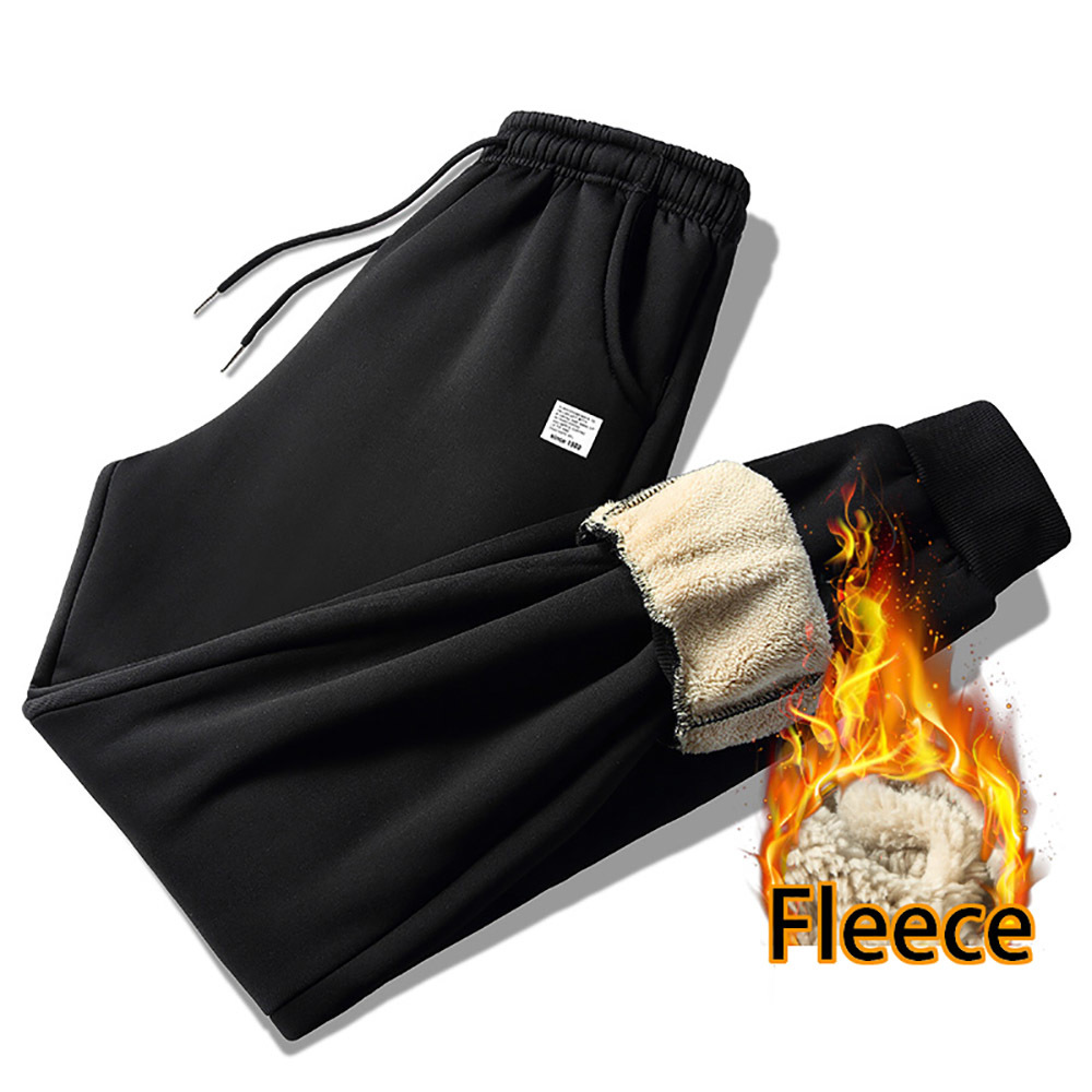 Men's Winter Pants Outside Warm Joggers Thicken Male Sweatpants Heavyweight Streetwear Fleece Trousers Men B0843 210518