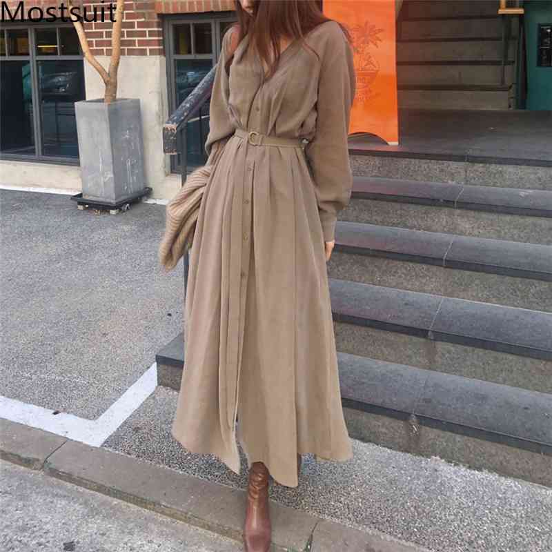Korean V-neck Long Maxi Dress Women Sleeve Single-breasted Solid Belted A-line Pleated Fashion Vintage Vestidos 210518, Picture color
Korean V-neck Long Maxi Dress Women Sleeve Single-breasted Solid Belted A-line Pleated Fashion Vintage Vestidos 210518, Picture color
