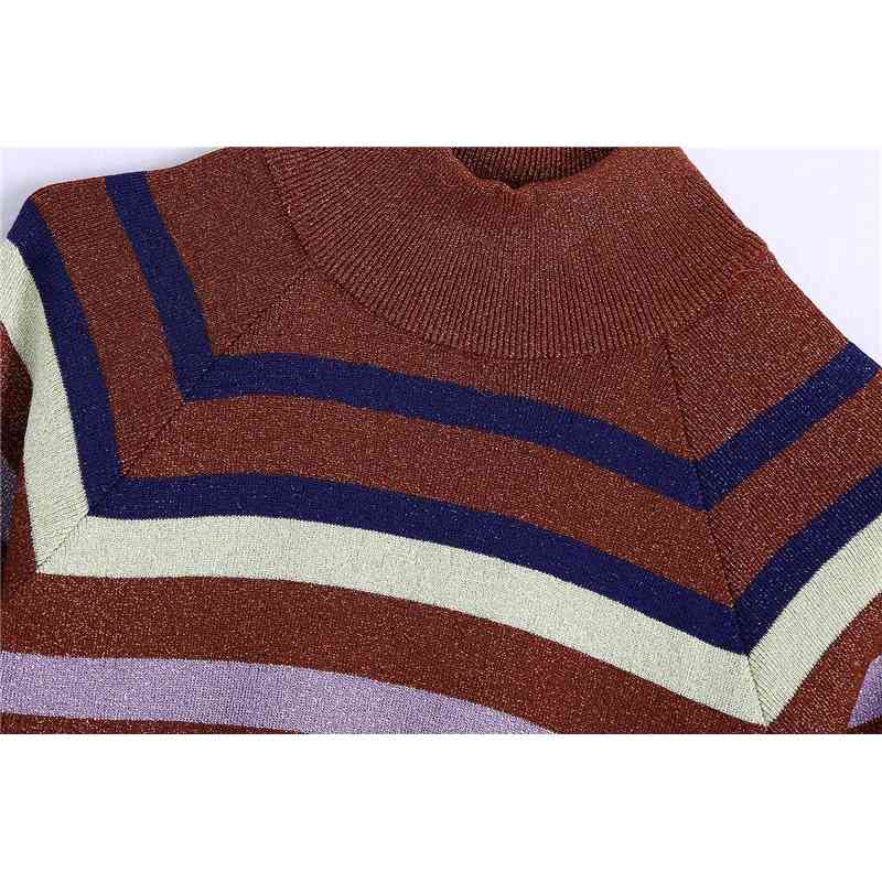 Streetwear Women Striped Sweaters Tanks Summer Fashion Ladies Knitted Tops Elegant Female Chic Turtleneck Pullovers 210430