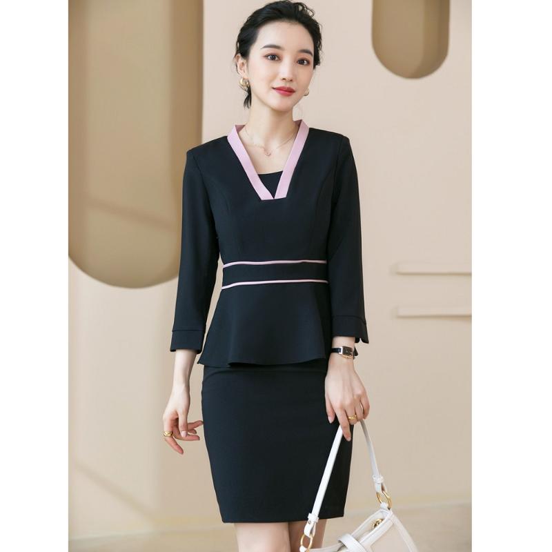Two Piece Dress Fashion Women Skirt Suits Pink Blazer And Jacket Sets Ladies Work Business Office Uniform StylesTwo