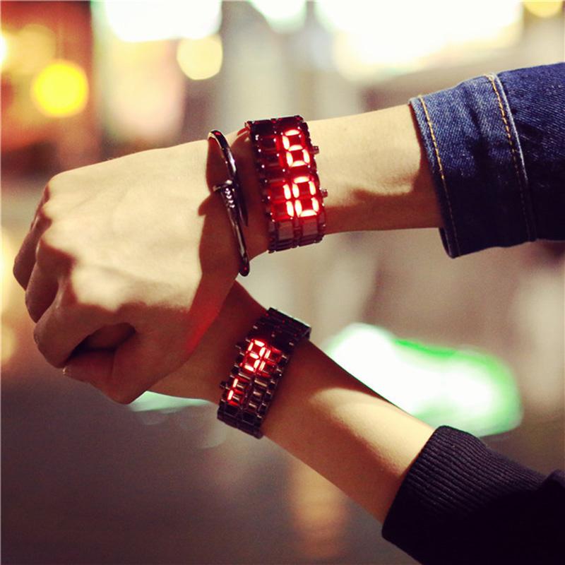Wristwatches Creative LED Light Men Women Digital Korean Style Male Female Electronic Clock Fashion Casual Couple Bracelet Watch, Black blue 20mm
Wristwatches Creative LED Light Men Women Digital Korean Style Male Female Electronic Clock Fashion Casual Couple Bracelet Watch, Black blue 20mm
