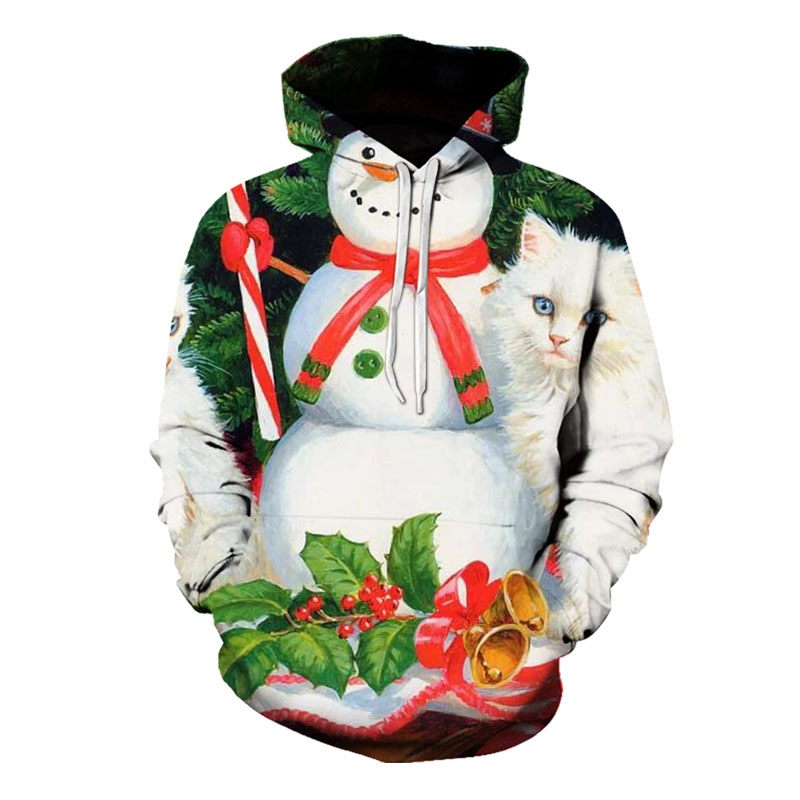 Men's Christmas snowman pattern 3D printing long-sleeved hooded sweater, White;black
Men's Christmas snowman pattern 3D printing long-sleeved hooded sweater, White;black