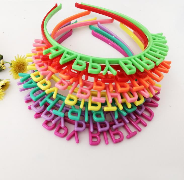 Happy Birthday Headbands Boy Girl Adults Tiara Crown Letter Hairband Party Headwear Hair Hoop Headpieces Plastic Candy Colors