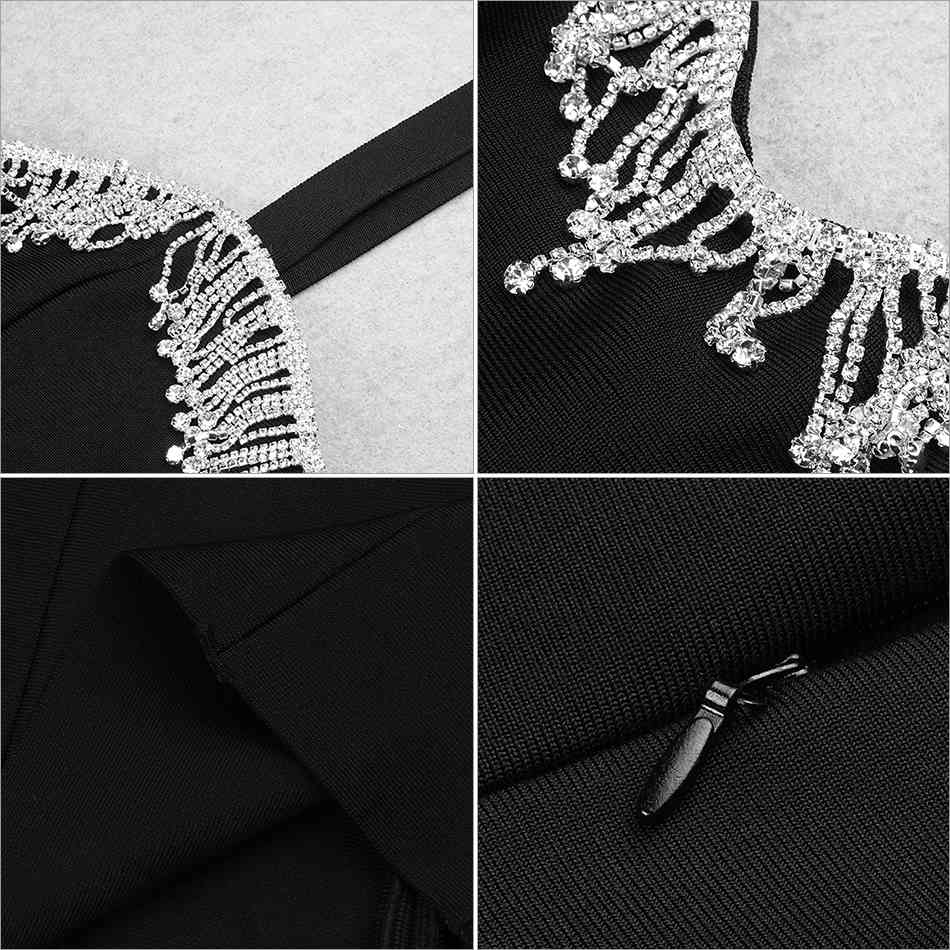 Summer Women Black Bodycon Bandage Dress Sexy Spaghetti Strap Sleeveless Tassel Party Celebrity Evening Club Dresses 210423