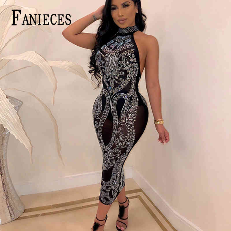 Women Sexy Glittering Sequins Halter Bodycon dress Mesh Diamonds perspective Sheath Long Dresses vestidos de verano robe femme 210520, Black
Women Sexy Glittering Sequins Halter Bodycon dress Mesh Diamonds perspective Sheath Long Dresses vestidos de verano robe femme 210520, Black
