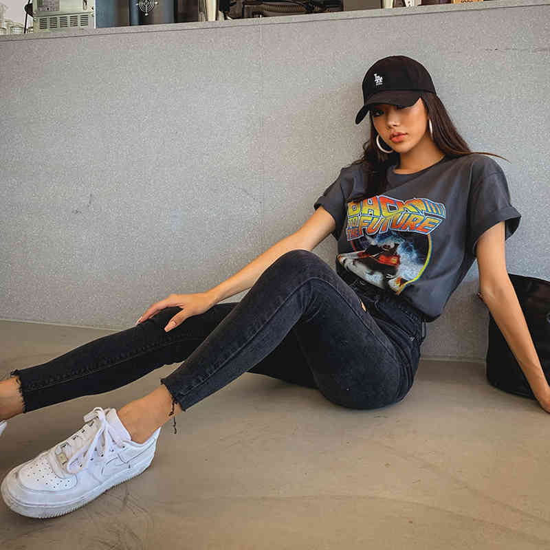 for Women Black Jeans High Waist Skinny Tassel Ripped Holes Female Pencil Denim Trousers Casual Pantalon 10401 210518