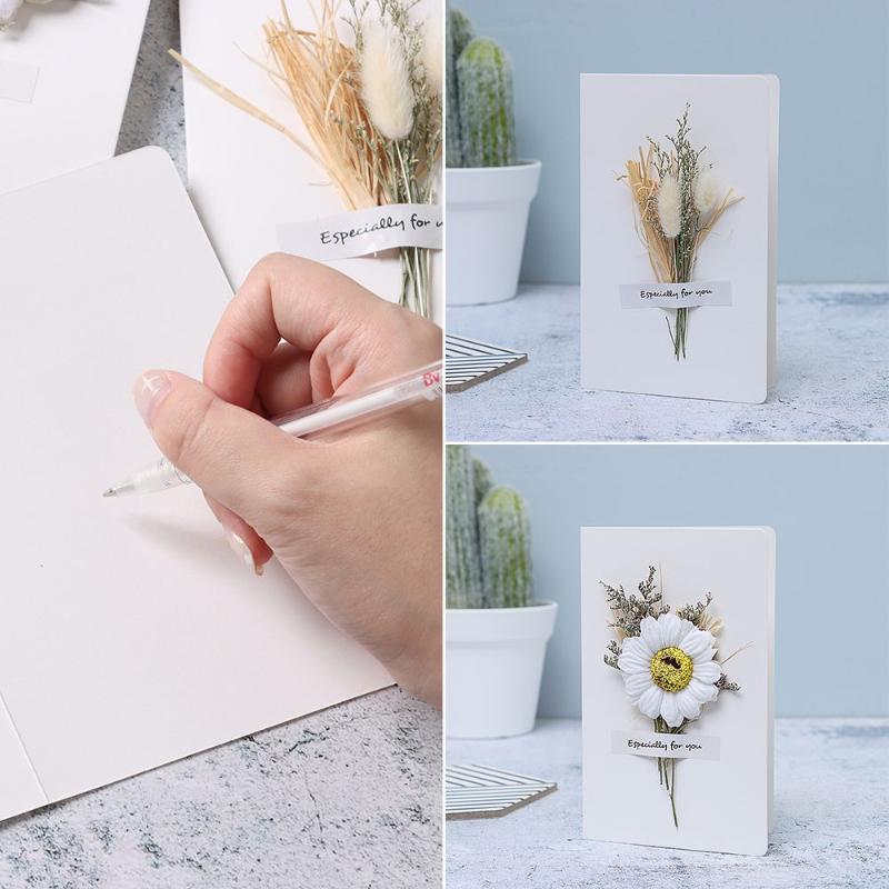 Greeting Cards Gypsophila Dried Flowers Gift Card Wedding Invitations Handwritten Blessing Birthday Thank You Envelope