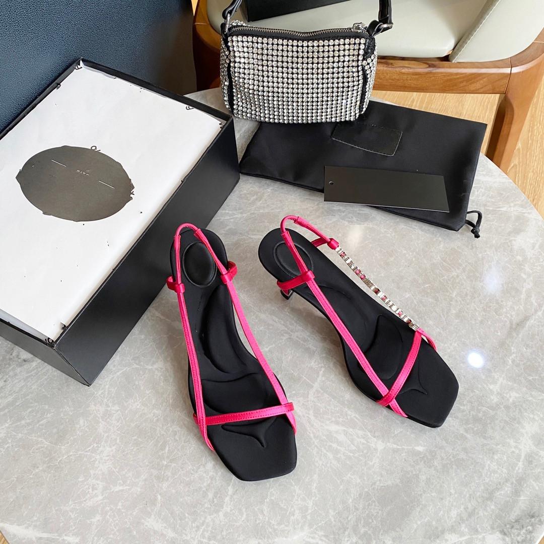 2022 Satin platform high heel sandals crystal embellished rhinestone dinner shoes stiletto heel slippers ladies