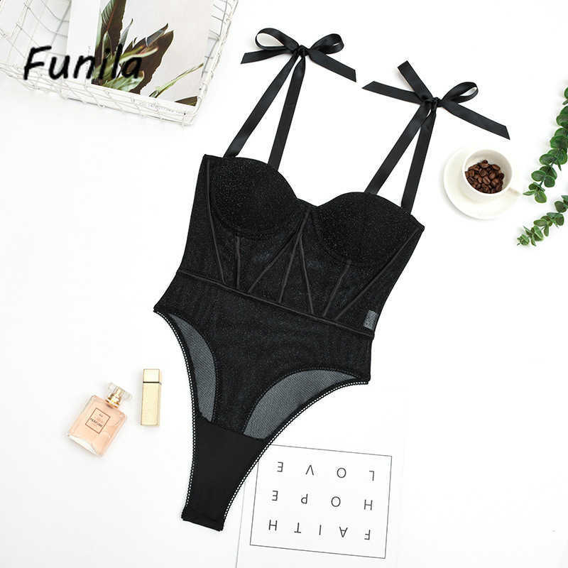 Sexy Bodysuit for Female Women Black Shiny Bandage Overalls Sleeveless Fashion Large Size Rompers Lace Up Top Bodycon 210622