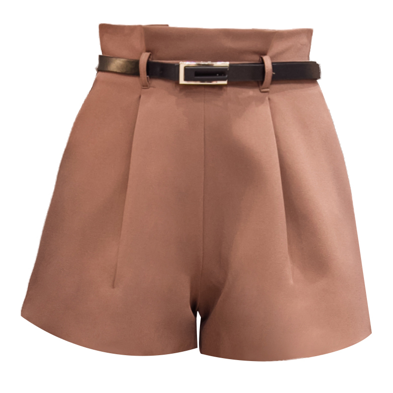 Plus Size Black Short Femme Arrival High Waist Shorts Women Summer Autumn Wide Leg with Belt Streetwear 7775 50 210506