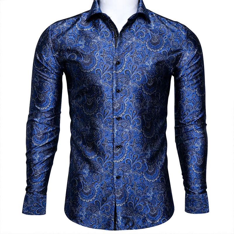Men' Dress Shirts Barry.Wang Fahsion Luxury Blue Paisley Silk Shirt Men Long Sleeve Casual Flower For Designer Fit BCY-0032, Cy-0027
Men' Dress Shirts Barry.Wang Fahsion Luxury Blue Paisley Silk Shirt Men Long Sleeve Casual Flower For Designer Fit BCY-0032, Cy-0027