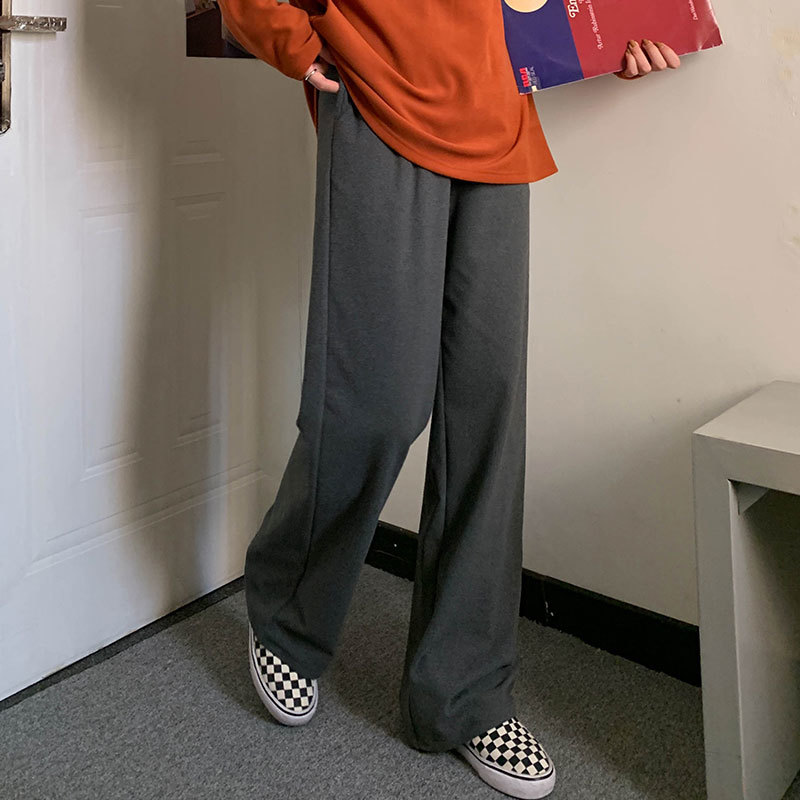 4Colors long Trousers Women Loose breif Straight Pants Casual knit warm Pants Female Thick Wide Leg Pants women(X1713 210423