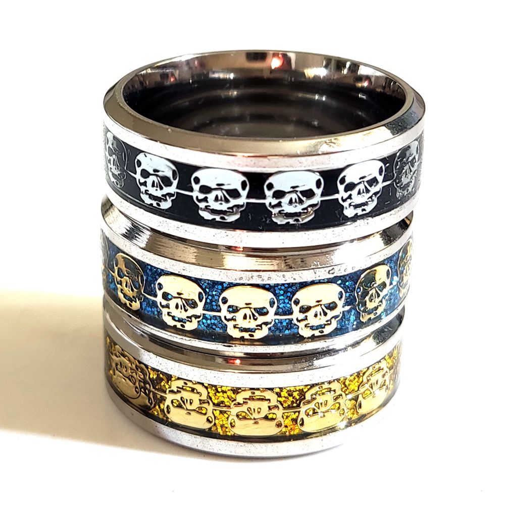 30pcs Top Quality Men's Skull Rings Stainless Steel 316L Gothic Biker Ring Comfort-fit rings Wholesale Jewelry Lot