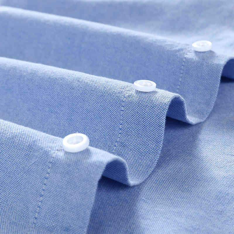 100% Cotton Oxford Shirt Men's Long Sleeve Embroidered Horse Casual Without Pocket Solid Yellow Dress Shirt Men Plus Size 5XL6XL 210410