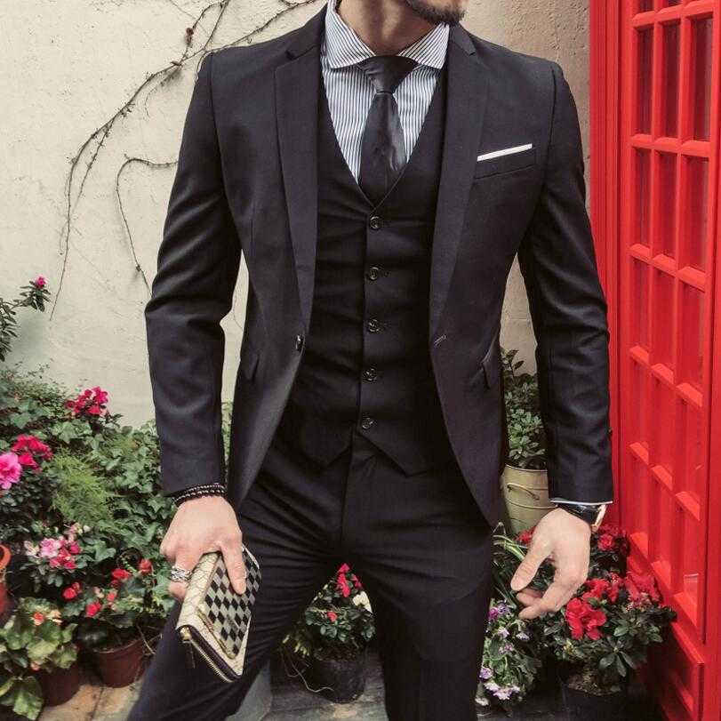 Wedding Suits 3 Pieces For Man Jackets+Pants+Vest Slim Fit Suits Blazers Jackets New Spring Male Casual Suits Sets Size 6XL X0909