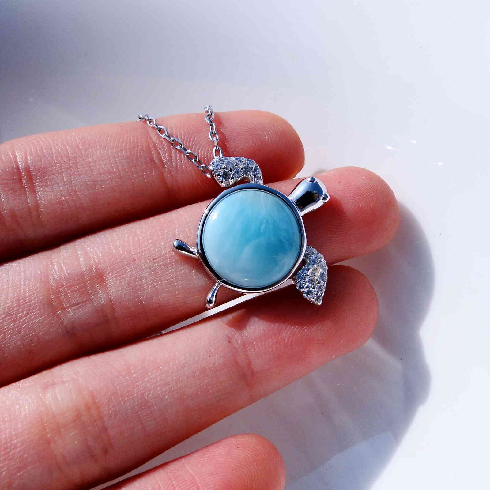 Arrivals 925 Sterling Silver Jewelry Natural Larimar Sea Turtle Pendant Necklace For Engagement / Party / Gift/ Wedding 210524
Arrivals 925 Sterling Silver Jewelry Natural Larimar Sea Turtle Pendant Necklace For Engagement / Party / Gift/ Wedding 210524